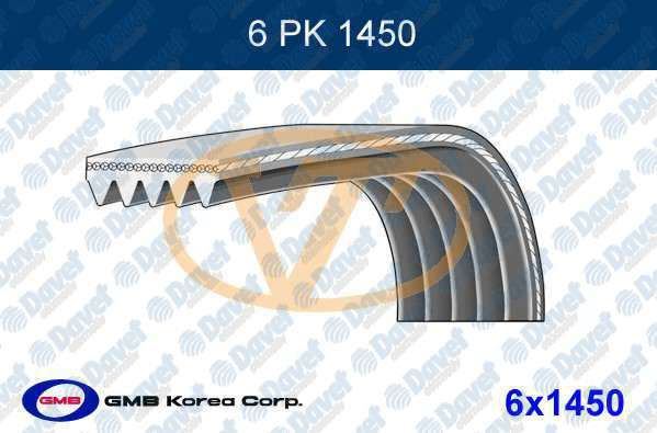 GMB GPK6PK1450 Gmb 6pk1450 - V Gergi Kayis(Alternator) P206-Partner Ii-Berlingo